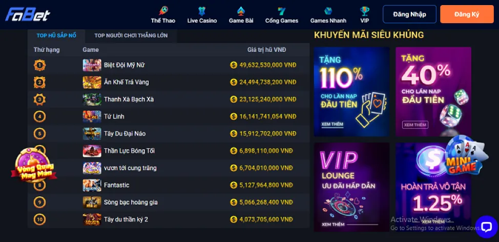 Ưu đãi sòng bạc và casino trực tuyến LV88